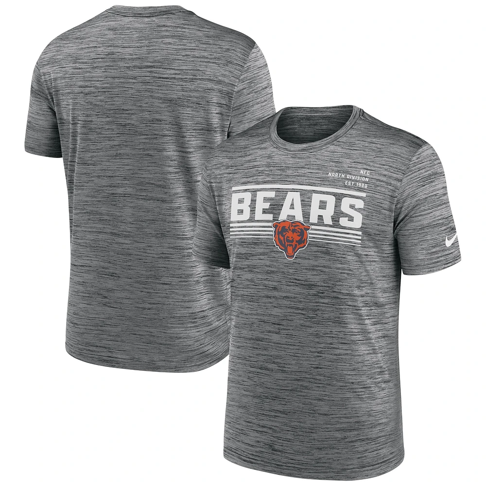 T-shirt Nike Chicago Bears Yardline Velocity Performance gris pour homme