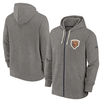 Sweat à capuche entièrement zippé Nike Heather Charcoal Chicago Bears Historic Lifestyle pour homme