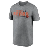 T-shirt Nike Chicago Bears Legend Team Shoutout Performance gris chiné pour homme