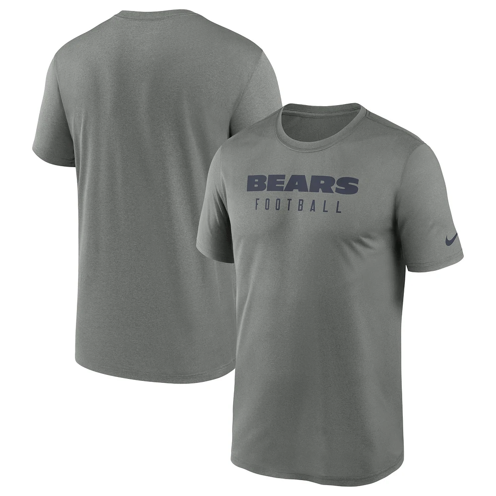 T-shirt Nike pour homme Chicago Bears Sideline Legend Performance, gris chiné