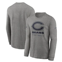 Men's Nike  Heather Gray Chicago Bears Team Issue Long Sleeve Performance T-Shirt