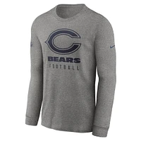 Men's Nike  Heather Gray Chicago Bears Team Issue Long Sleeve Performance T-Shirt