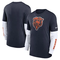 T-shirt à manches longues Nike Heather Navy Chicago Bears Slub Fashion pour hommes