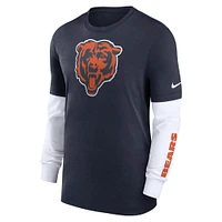 T-shirt à manches longues Nike Heather Navy Chicago Bears Slub Fashion pour hommes