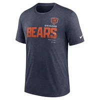 T-shirt tri-mélange Nike Chicago Bears Team pour hommes, bleu marine chiné