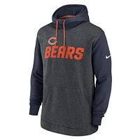 Men's Nike Heathered Charcoal/Navy Chicago Bears Fan Gear Legacy Pullover Hoodie