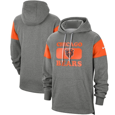 Men's Nike Heathered Gray Chicago Bears Fan Gear Historic Logo Pullover - Hoodie