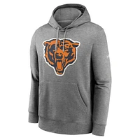 Sweat à capuche Nike Chicago Bears Rewind Club Fleece gris chiné pour homme