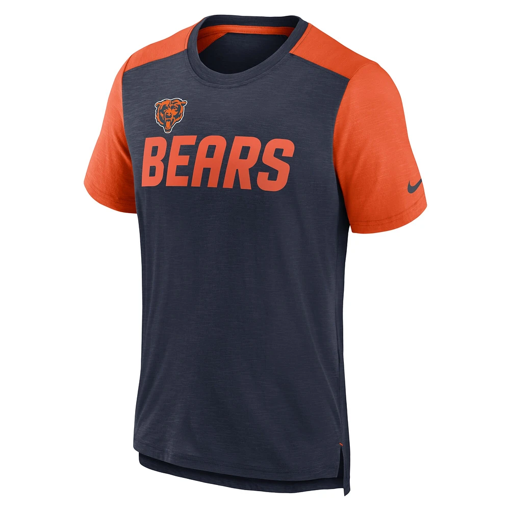 T-shirt avec nom de l'équipe des Chicago Bears Nike bleu marine chiné/orange chiné pour homme