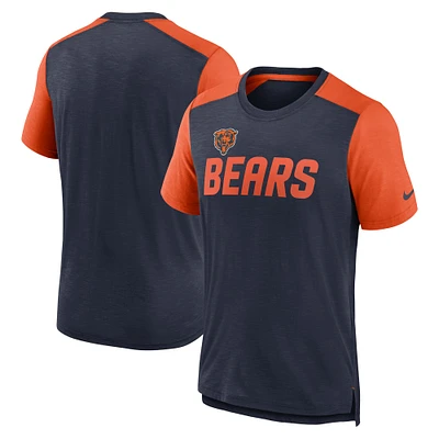 T-shirt avec nom de l'équipe des Chicago Bears Nike bleu marine chiné/orange chiné pour homme