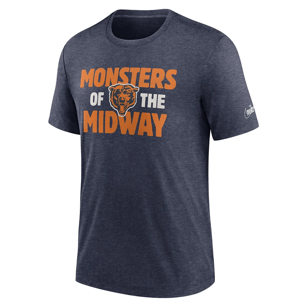 Men's Nike Heathered Navy Chicago Bears Local Tri-Blend T-Shirt