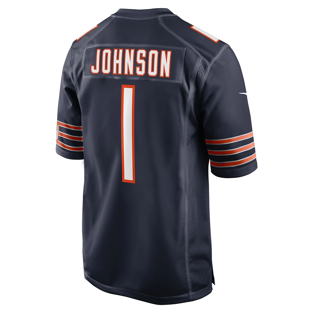 Maillot de match Nike Jaylon Johnson bleu marine des Chicago Bears pour homme