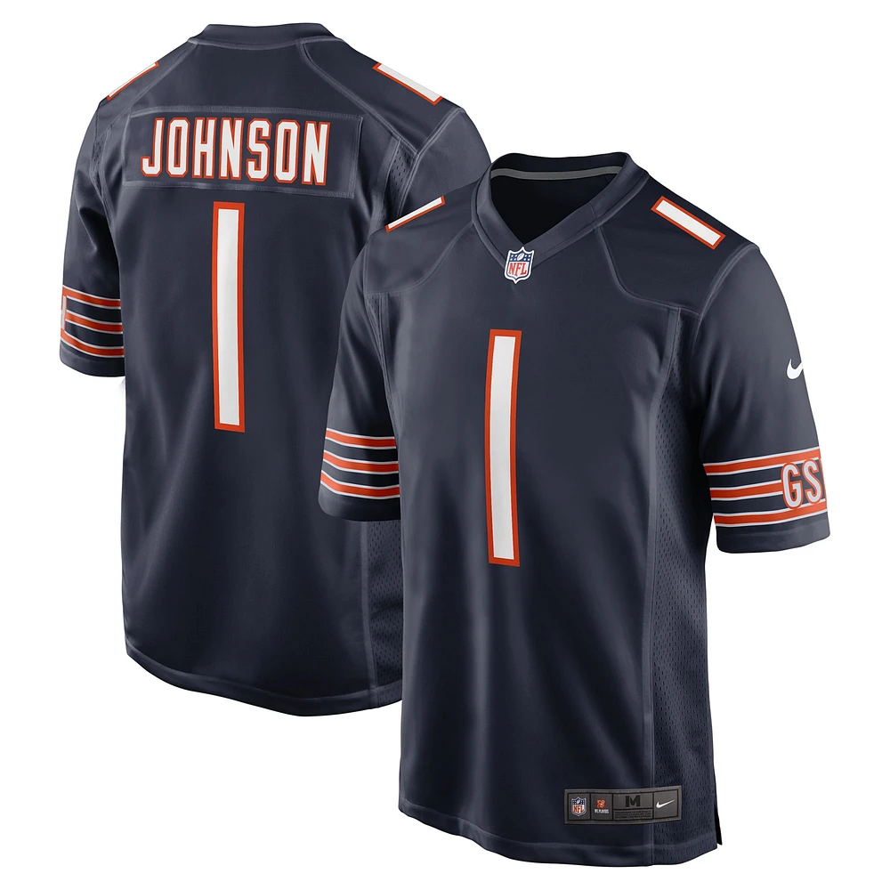 Maillot de match Nike Jaylon Johnson bleu marine des Chicago Bears pour homme