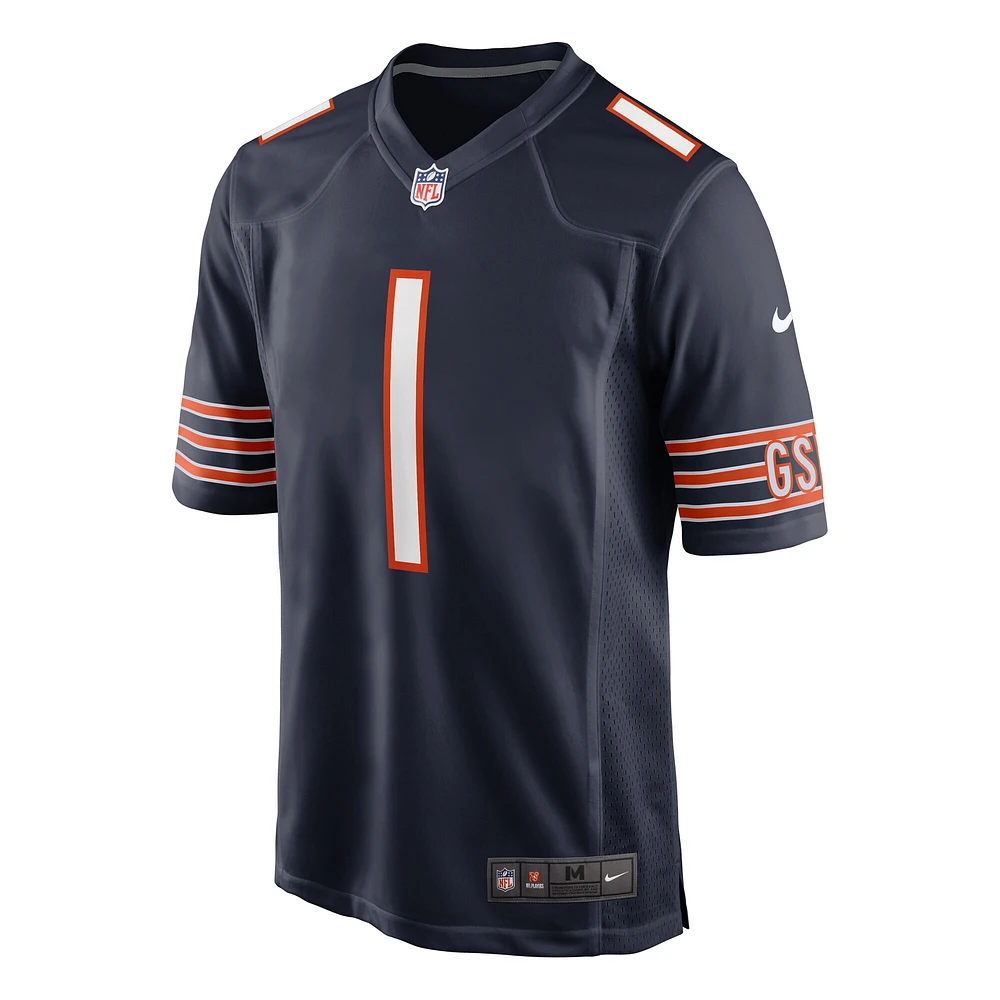 Maillot de match Nike Justin Fields pour hommes, bleu marine, Chicago Bears