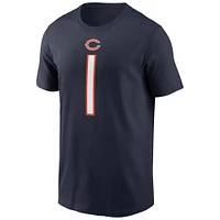 T-shirt Nike Justin Fields pour hommes, bleu marine, nom et numéro du joueur des Chicago Bears