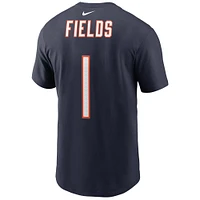 T-shirt Nike Justin Fields pour hommes, bleu marine, nom et numéro du joueur des Chicago Bears