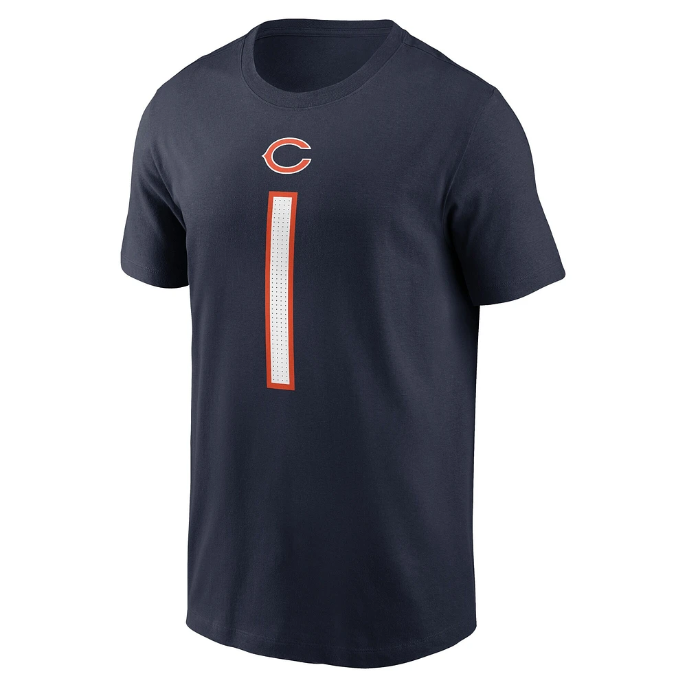 T-shirt Nike Justin Fields pour hommes, bleu marine, nom et numéro du joueur des Chicago Bears