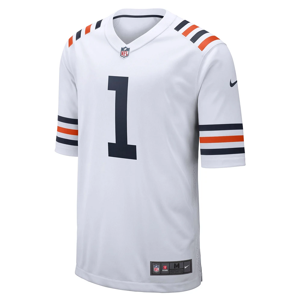 Maillot de match classique alternatif Nike Justin Fields des Chicago Bears pour homme, blanc