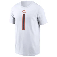 T-shirt Nike Justin Fields pour homme, blanc, nom et numéro du joueur des Chicago Bears