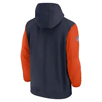 Men's Nike Navy/Orange Chicago Bears 2024/25 Sideline Pre-Game Player 1/2-Zip Hoodie Jacket