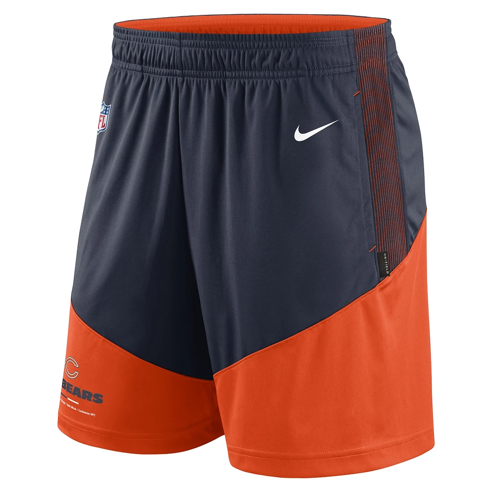 Short Nike pour homme Bleu marine/Orange Chicago Bears Sideline Primary Lockup Performance