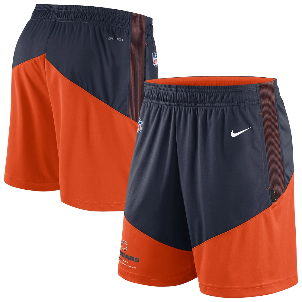 Short Nike pour homme Bleu marine/Orange Chicago Bears Sideline Primary Lockup Performance