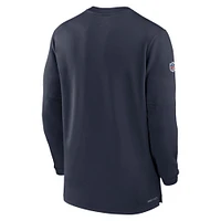 Haut Nike bleu marine Chicago Bears 2023 Sideline Performance à manches longues tri-mélange et quart de zip