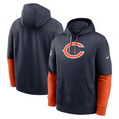 Sweat à capuche Nike bleu marine Chicago Bears 2024 Sideline Club pour homme