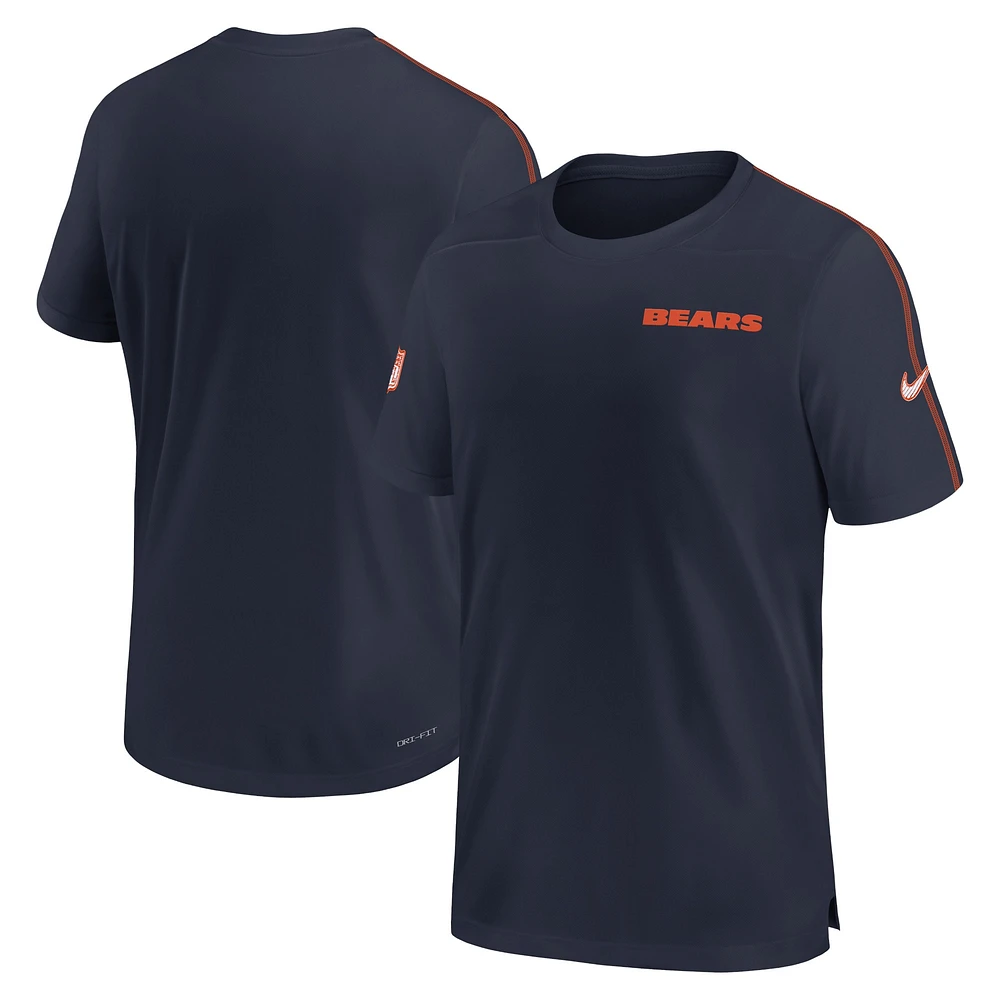 T-shirt Nike bleu marine Chicago Bears 2024 Sideline Coach UV Performance pour homme