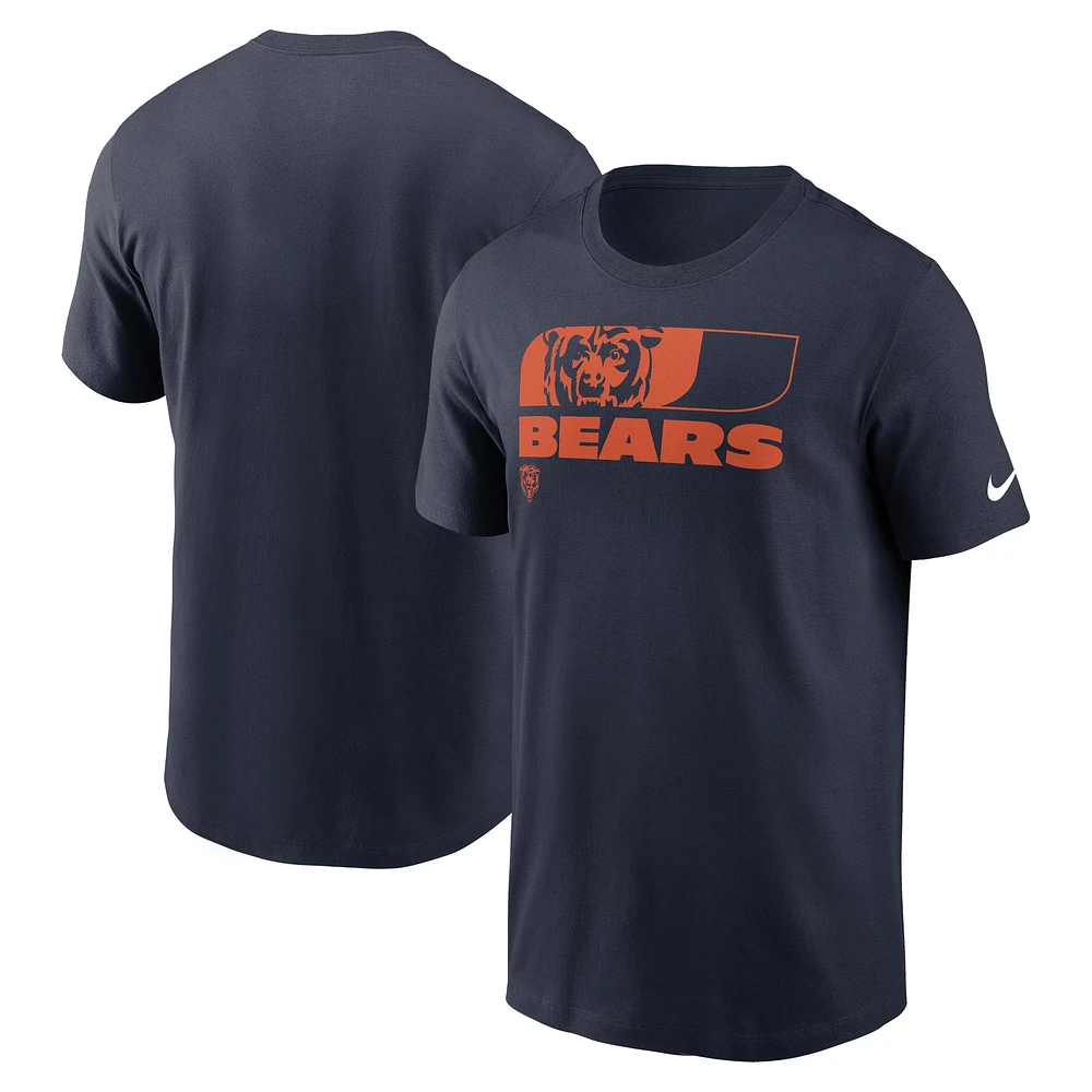 T-shirt essentiel Nike Chicago Bears Air pour hommes, bleu marine