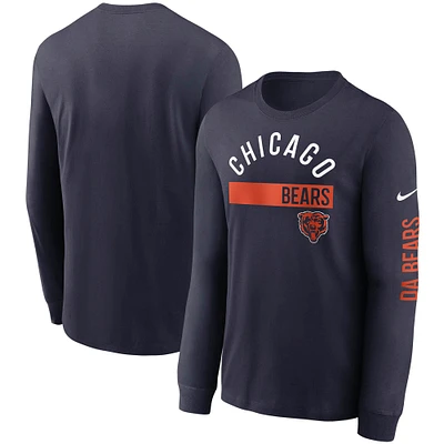 Men's Nike Navy Chicago Bears Fan Gear Color Bar Long Sleeve T-Shirt