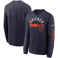 Men's Nike Navy Chicago Bears Fan Gear Color Bar Long Sleeve T-Shirt