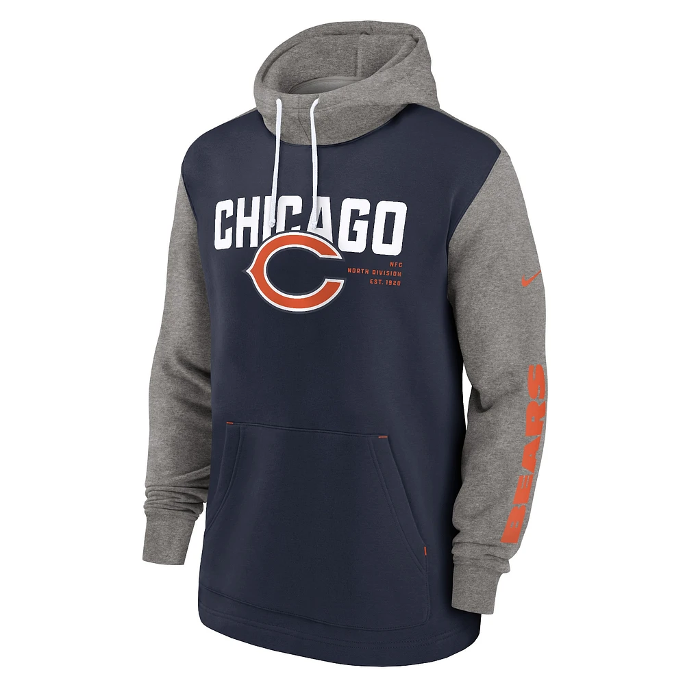 Sweat à capuche tendance color block Nike pour hommes, bleu marine, Chicago Bears