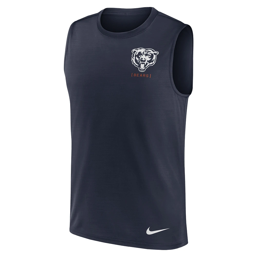 Men's Nike Navy Chicago Bears Large Logo Performance Muscle Tank Top