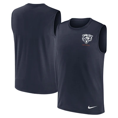 Men's Nike Navy Chicago Bears Large Logo Performance Muscle Tank Top