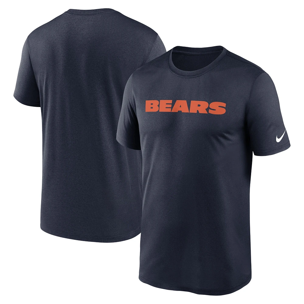 Men's Nike  Navy Chicago Bears Legend Wordmark Performance T-Shirt