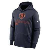 Sweat à capuche Nike Chicago Bears Performance pour homme, bleu marine