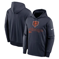 Sweat à capuche Nike Chicago Bears Performance pour homme, bleu marine