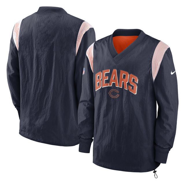 Veste coupe-vent Nike pour hommes, Chicago Bears Sideline Athletic Stack, col en V, bleu marine