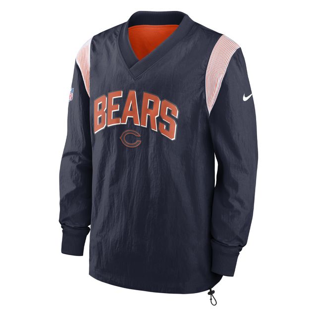 Veste coupe-vent Nike pour hommes, Chicago Bears Sideline Athletic Stack, col en V, bleu marine