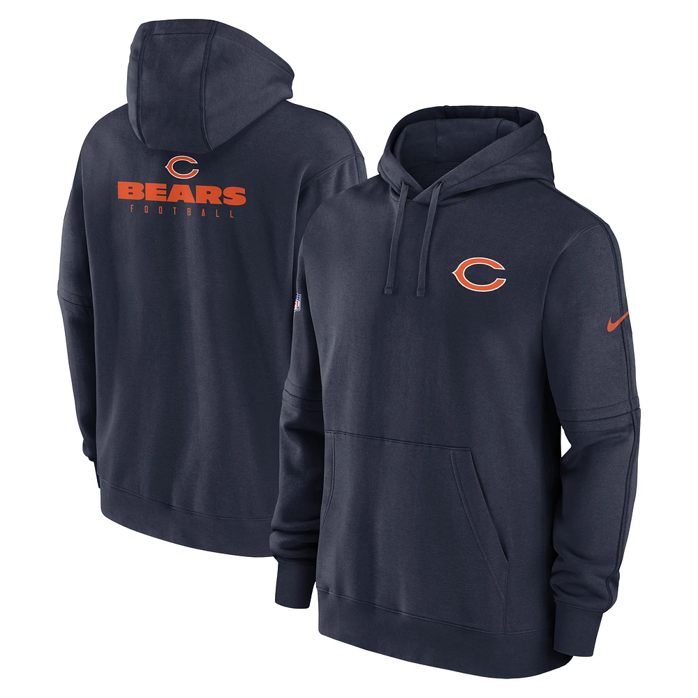 Men's Nike Navy Chicago Bears Sideline Club Fleece Pullover Hoodie