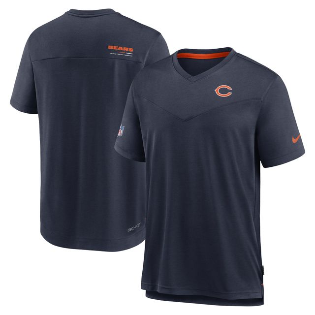 T-shirt à encolure en V Performance Nike Chicago Bears Sideline Coach Chevron Lock Up Logo pour homme - Bleu marine