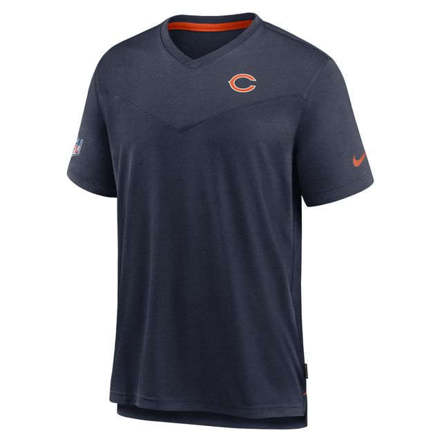 T-shirt à encolure en V Performance Nike Chicago Bears Sideline Coach Chevron Lock Up Logo pour homme - Bleu marine