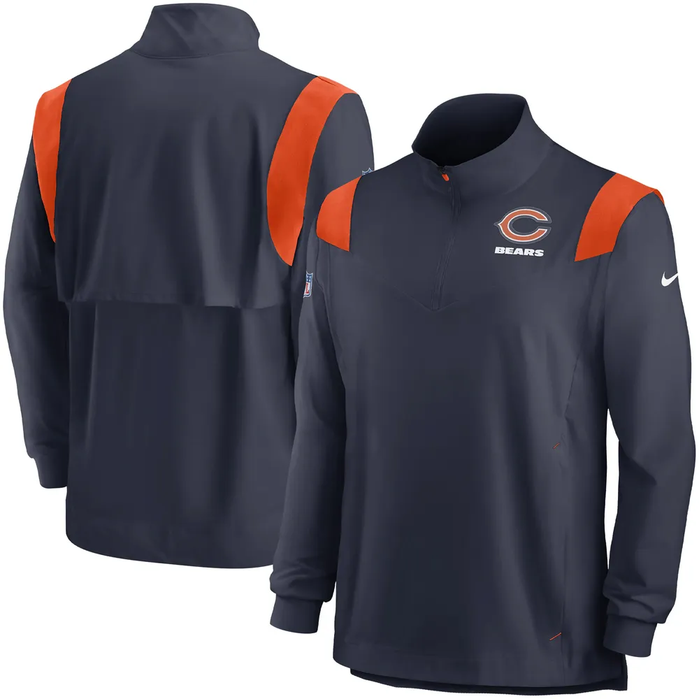 Haut à manches longues avec fermeture Éclair quart de finale Nike Chicago Bears Sideline Coach Chevron Lockup pour homme - Bleu marine