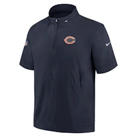 Men's Nike  Navy Chicago Bears Sideline Coach Short Sleeve Hoodie Quarter-Zip Jacket