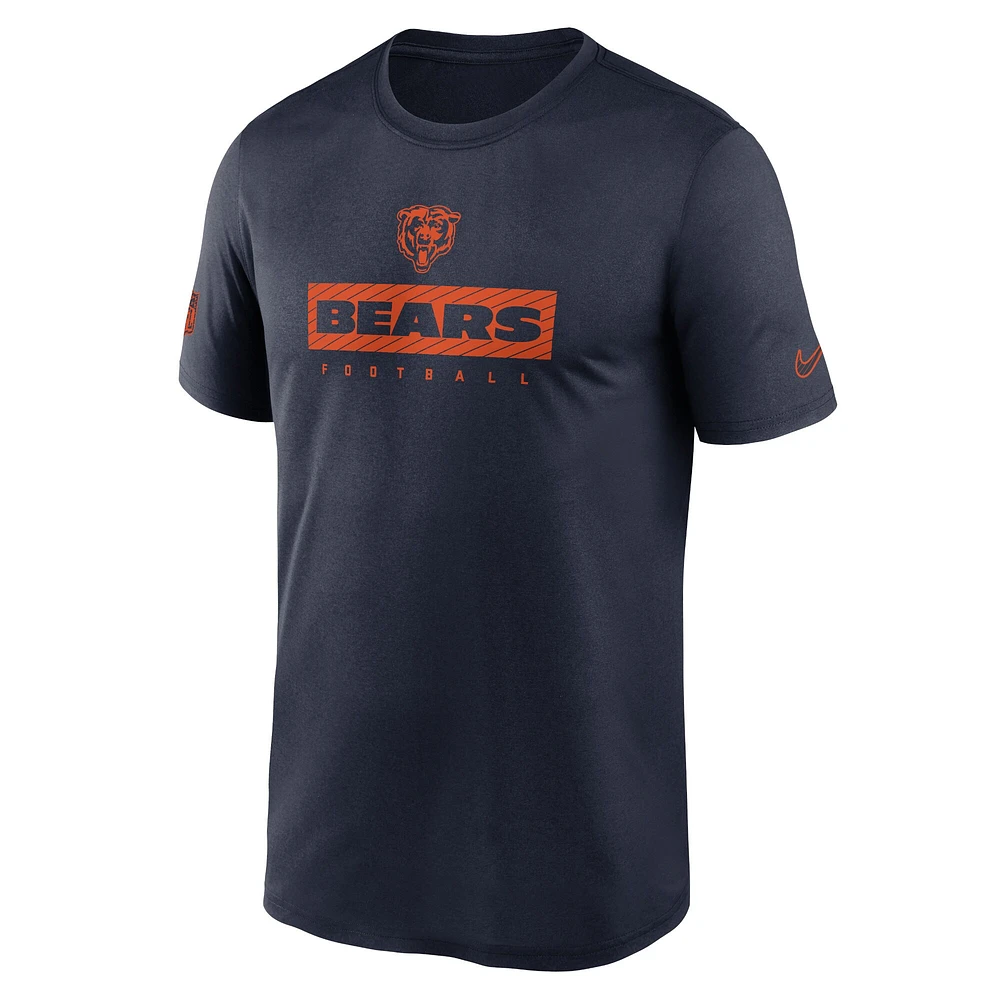 T-shirt Nike Chicago Bears Sideline Legend Performance bleu marine pour homme