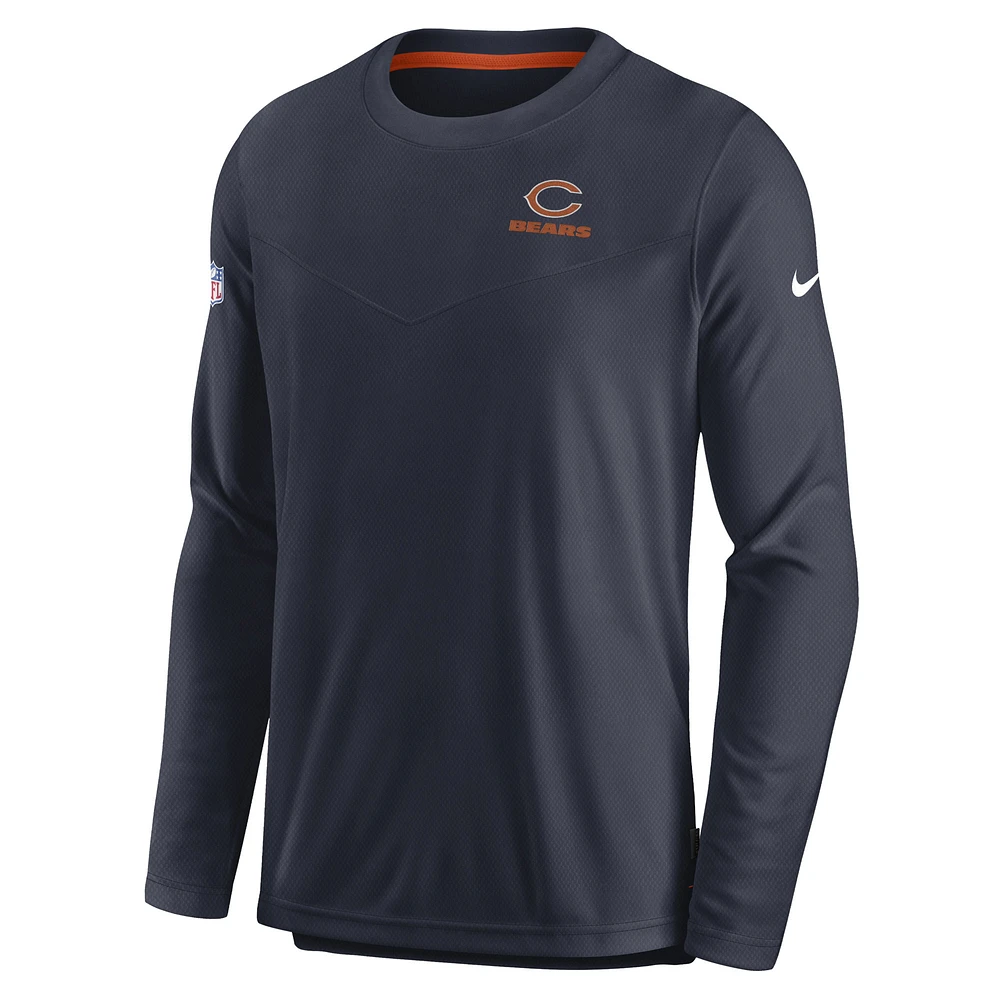 Men's Nike Navy Chicago Bears Sideline Lockup Performance - Long Sleeve T-Shirt