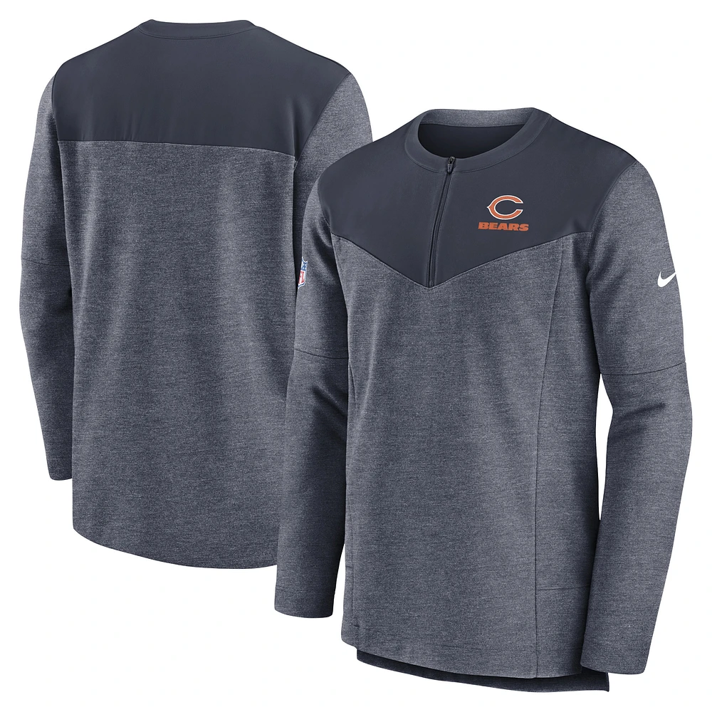 Haut à fermeture éclair 1/4 Nike Chicago Bears Sideline Lockup Performance pour homme, bleu marine