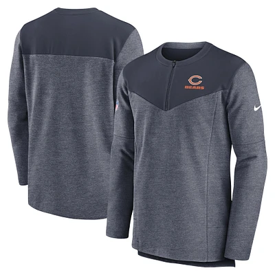 Haut à fermeture éclair 1/4 Nike Chicago Bears Sideline Lockup Performance pour homme, bleu marine