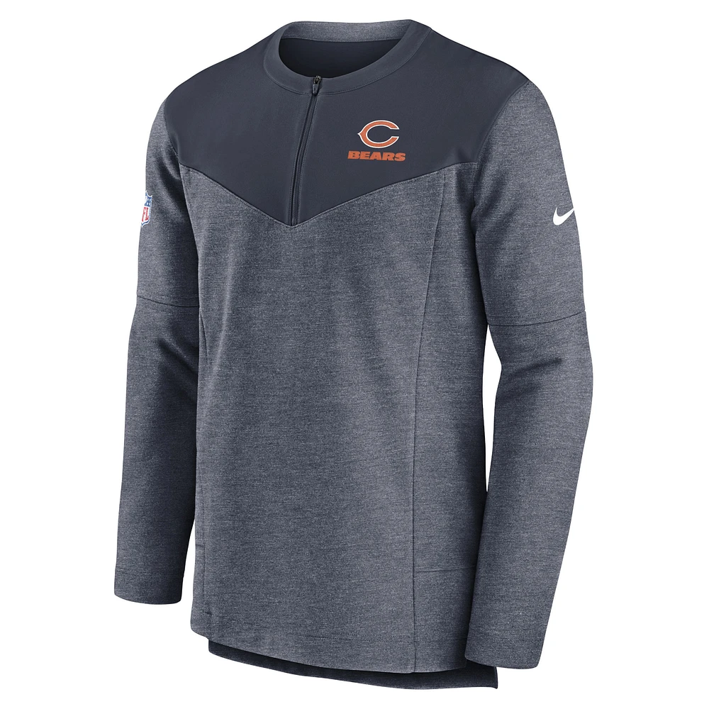 Men's Nike Navy Chicago Bears Sideline Lockup Performance - Quarter-Zip Top
